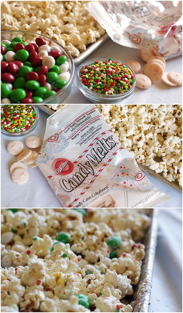 Peppermint Popcorn Crunch - Bake at 350°